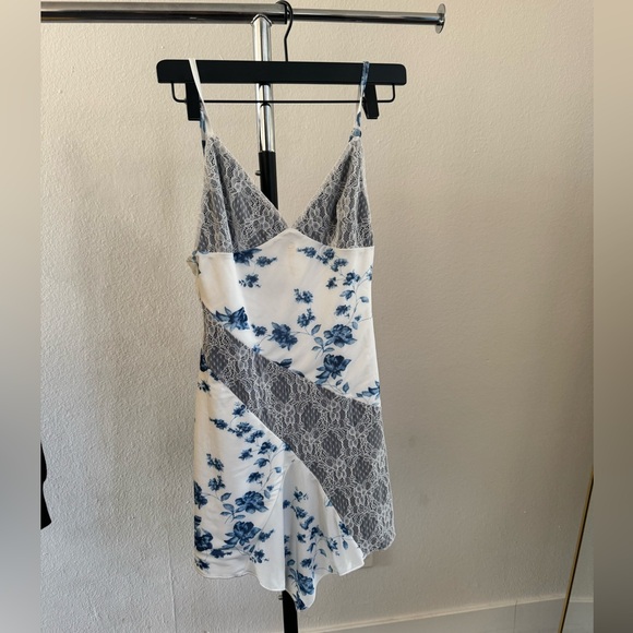 White Fox Settle For You Mini Dress Blue Ivory - Picture 2 of 6